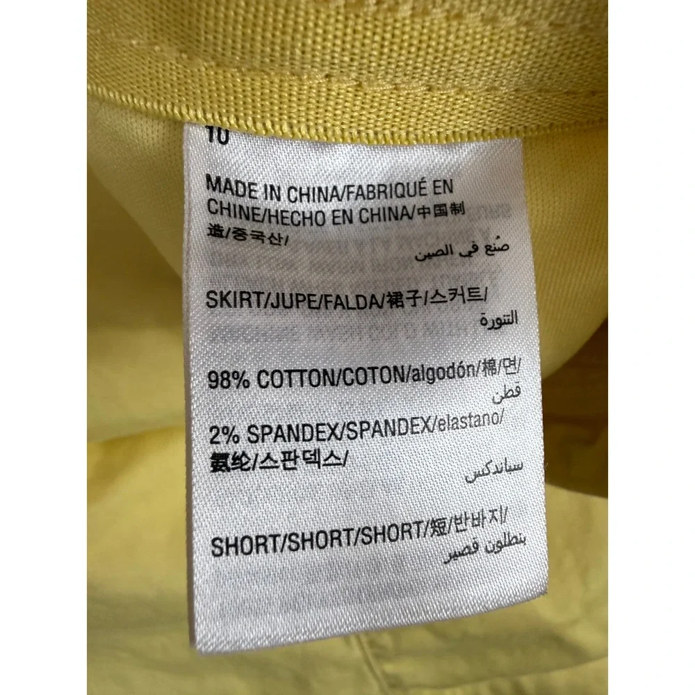 Charter Club Womens Yellow‎ Cotton Blend Skort 10 Mini Skirt Built-in Shorts